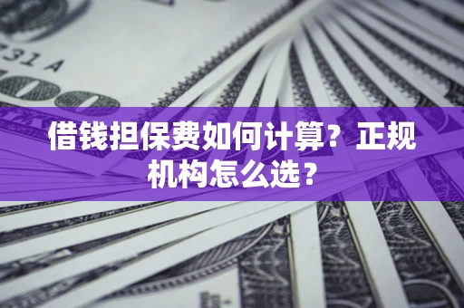 济南借钱担保费如何计算？正规机构怎么选？